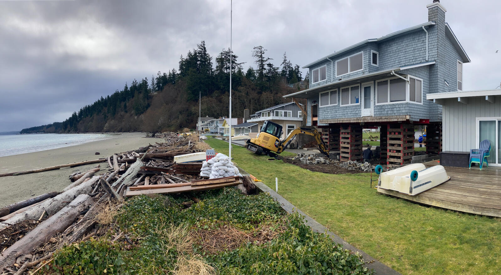Langley, WA - Low Bank Waterfront House Lift - Flood Prevetion/FEMA Compliance - Substantially Completed as Soundesign Group Architects, PLLC